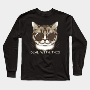 Feline Chic: Dare to Deal With This! Long Sleeve T-Shirt